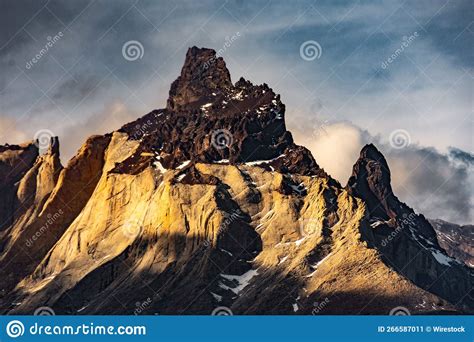 Scenic View of the Paine Horns of the Torres Del Paine National Park in Patagonia at Sunset ...