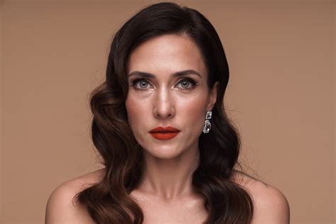 Premium Photo Beauty Portrait Of Brunette Gorgeous Adult Half Naked Woman Isolated Over Beige Wall