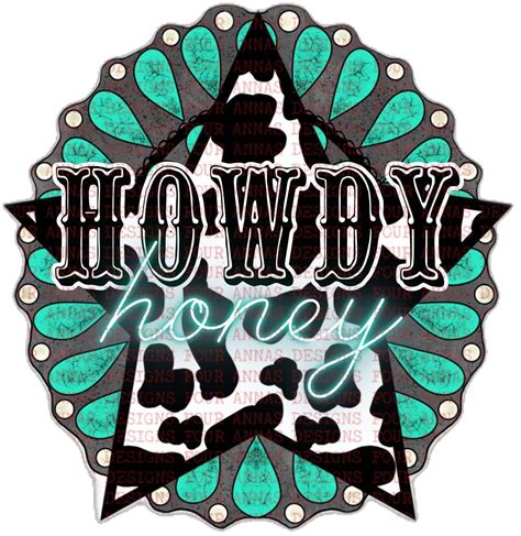 Howdy Honey Cow Printturquoise Concho Cowgirl Cowboy Hat Western Country Boho