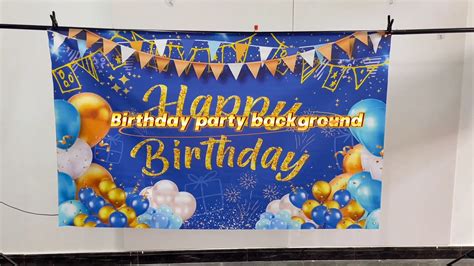 Blue Gold Happy Birthday Extra Large Fabric Sign Poster Banner Backdrop