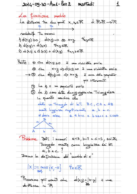 Appunti Analisi Matematica I Funzione modulo proprietà equazioni e