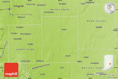 Physical Map of Shelby County