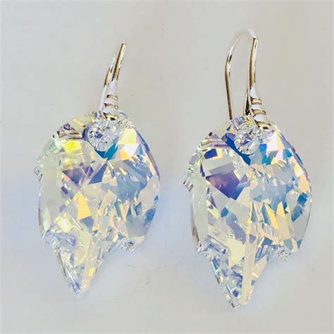 Ab Crystal Leaf Earrings Crystal Elegance