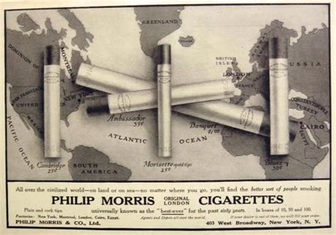 1912 Philip Morris Original London Cigarettes Ad, Vintage Cigarette ...