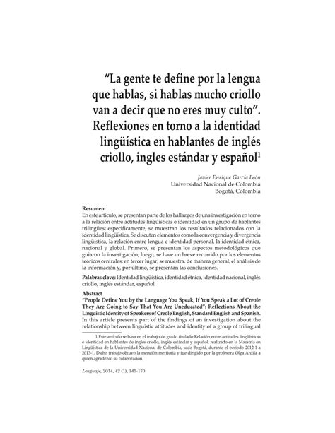 PDF La Gente Te Define Por La Lengua Que Hablas Si Hablas Mucho