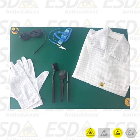 Kit 5 Manta antiestática Cinza 500x700mm Jaleco ESD branco Luva