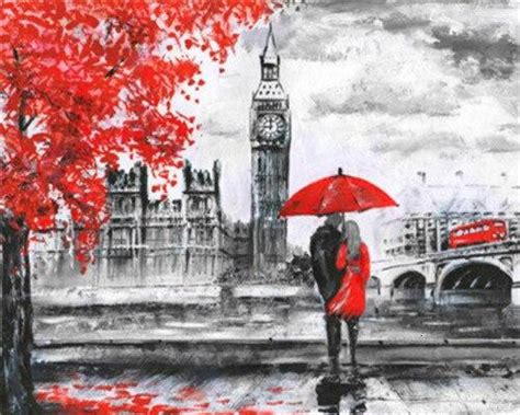 London Lovers In Black And Red Paint By Numbers Numeral Paint Kit