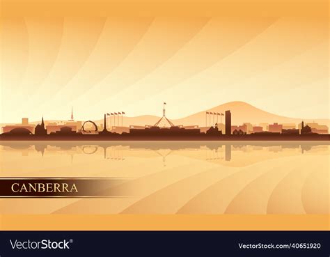 Canberra city skyline silhouette background Vector Image