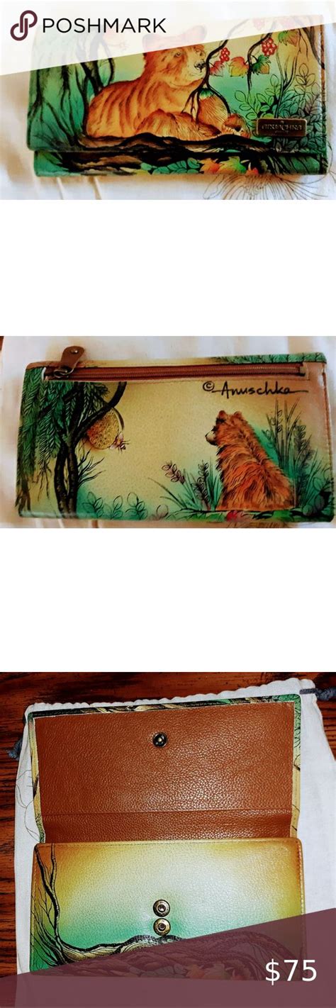 Anuschka Handpainted Leather Wallet Nwot Honey Bear Hand Painted