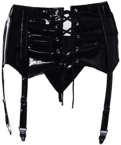 Lorembelle Sexy Retro Pvc Wetlook Shine Girdle Cincher Garter Suspender