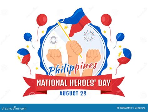 Happy Philippines National Heroes Day Vector Illustration With Waving Flag In Hero Celebration