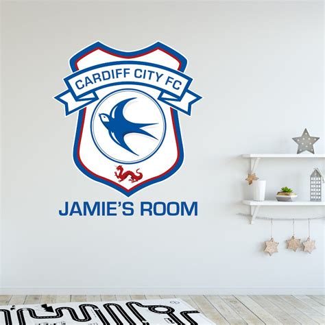 Cardiff City Football Club Personalised Name And Crest Wall Sticker