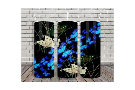 Oz Tumbler Blue Butterflies Graphic By Ratipornkungdent Creative