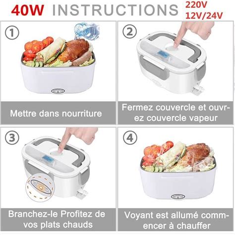 Boîte à Lunch Chauffée 12v 24v 220v Gamelle Chauffante 40w Lunch Box