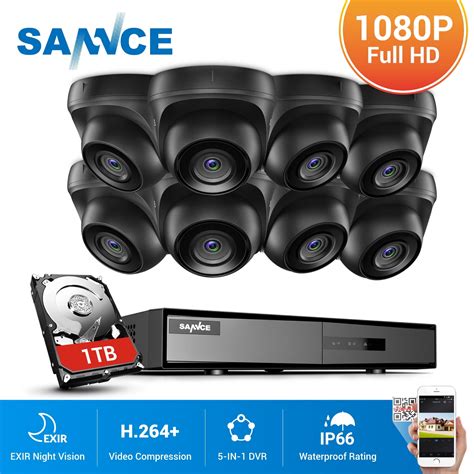 SANNCE 8CH 1080P DVR 8PCS 2MP HD Security Camera System Indoor Outdoor