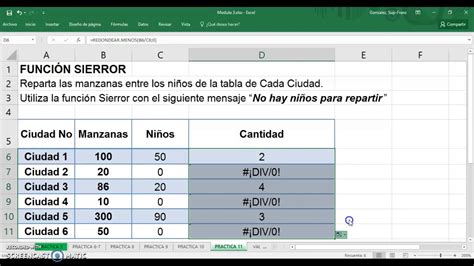 Función Si ERROR Mod 3 y 4 Curso SENA Excel Intermedio YouTube