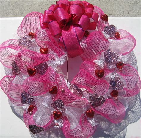 Pink Valentines Day Deco Mesh Wreath Valentine Mesh Wreaths