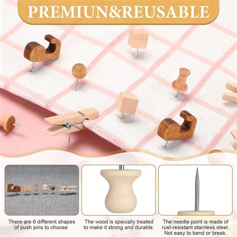 Pieces Types Cork Push Pins Thumb Tacks For Cork Board Walnut