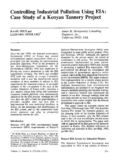 Pdf Controlling Industrial Pollution Using Eia Case Study Of A