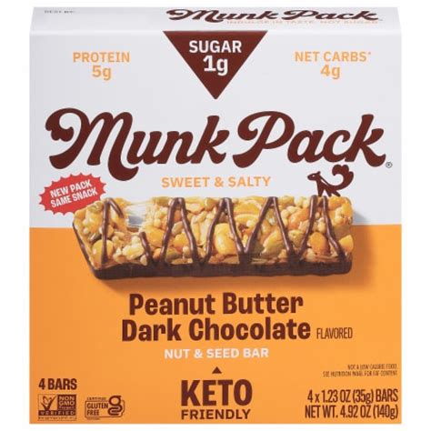 Munk Pack Peanut Butter Dark Chocolate Keto Nutrition Bars 4 Ct