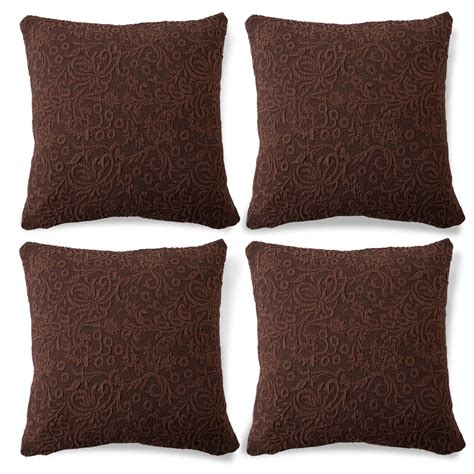 Hokipo Woven Jacquard Stretchable Cushion Cover 18 Inch X 18 Inch Pack