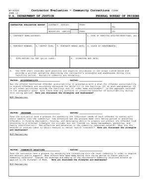 Fillable Online Bop Form Bp S Contractor Evaluation