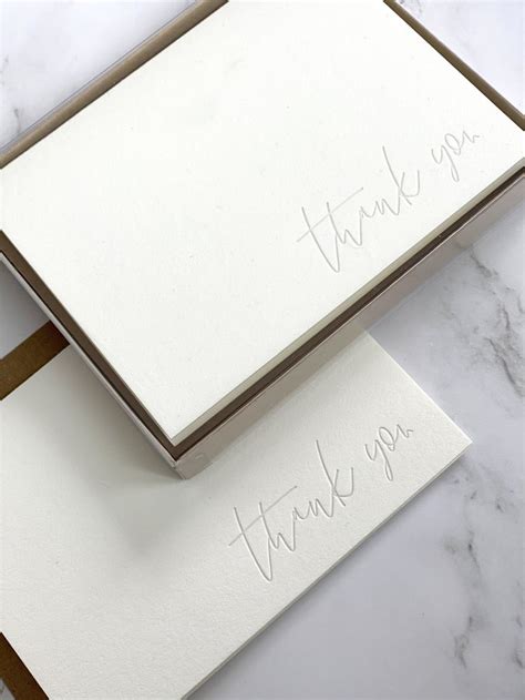 Letterpress Thank You Card Box Set Of 5 Thank You Card Set Etsy