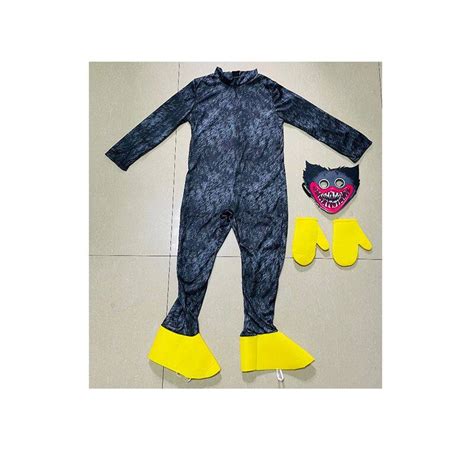 Kids Huggy Wuggy Poppy Playtime Cosplay Costume Bodysuit Jumpsuit Mask