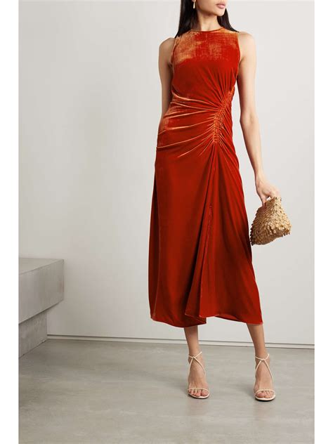 Ulla Johnson Cornelia Ruched Velvet Midi Dress Net A Porter