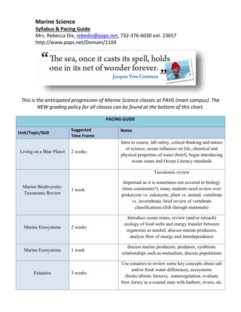 Marine Science Syllabus