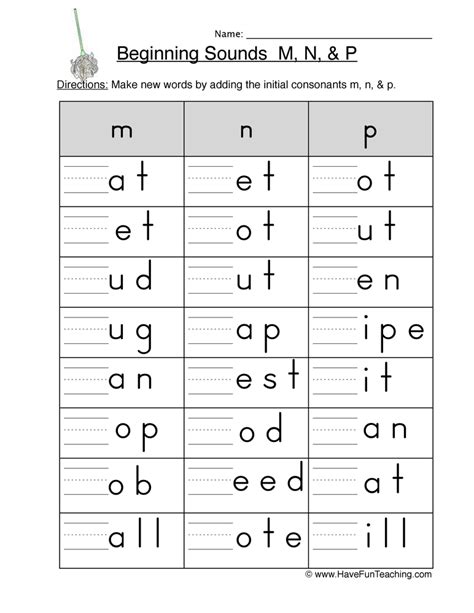 How To Teach Beginning Consonants Using The Beginning Sounds M N P