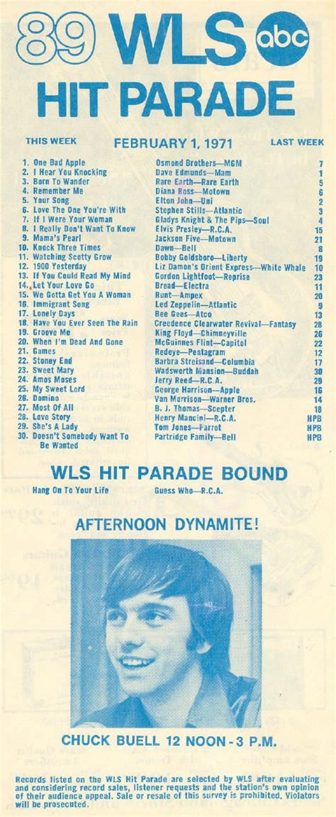 Wls Radio 1970s He 1970s Music Charts Dj Music Music Songs