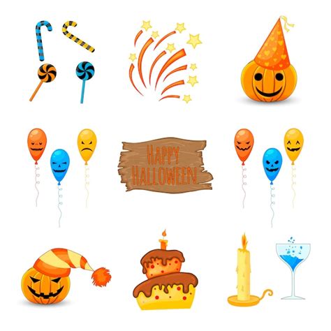 Premium Vector Halloween Set With Traditional Attributes On White