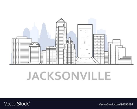 Jacksonville city skyline florida - outline Vector Image