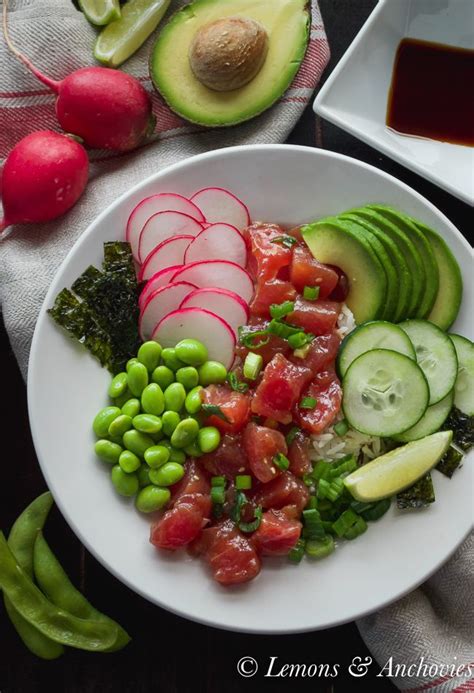 Ahi Tuna Poke Bowl Lemons Anchovies Recipe Tuna Poke Ahi