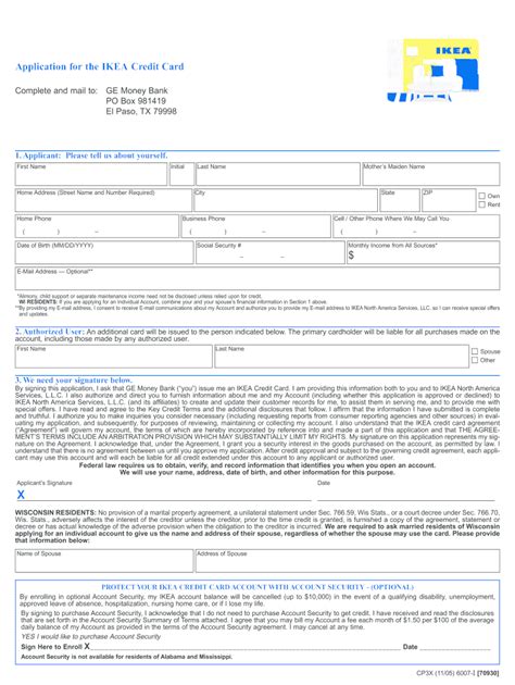 Fillable Online Application For The Ikea Credit Card Fax Email Print