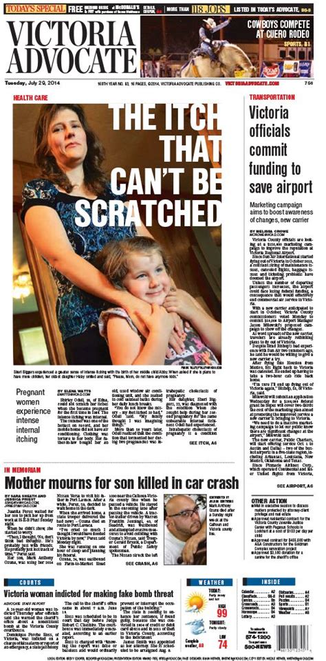 Front Page Of Victoria Advocate July