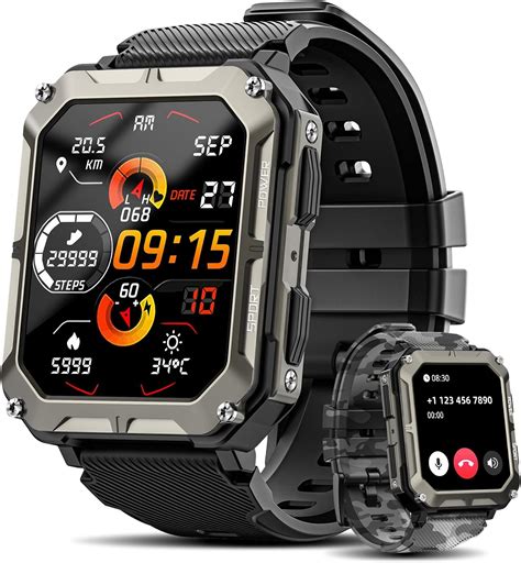 Rgthuhu Military Smart Watches For Men Answer Make Call 100m Waterproof Rugged