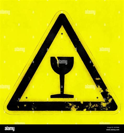 Illustration Of Broken Glass Warning Sign Isolated On Yellow Background