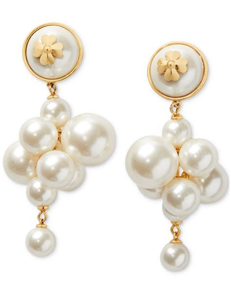 kate spade new york Gold-Tone Spade Flower Emblem Imitation Pearl