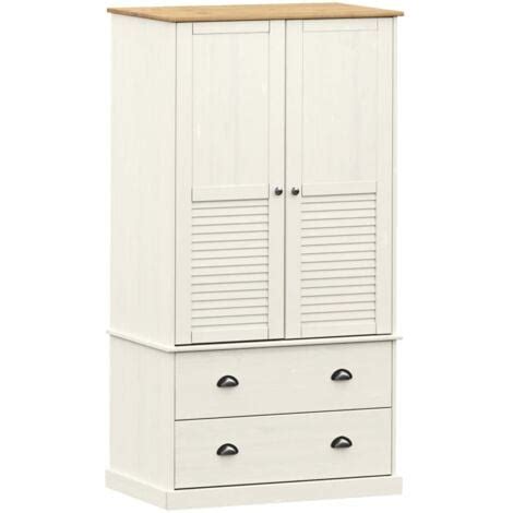 Wardrobe VIGO White 90x55x176 Cm Solid Wood Pine VidaXL