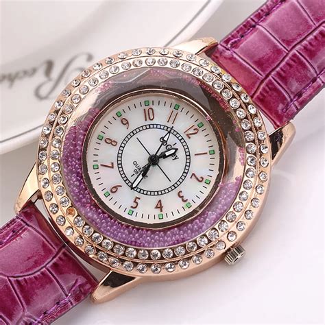 luxury Women Quartz Wrist Watch Features Diamond Rhinestone dial Dames ...