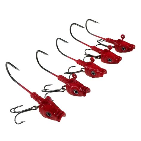 Pcs Lot Jig Head Fishing Hooks D Eye Treble Hooks For Bass Fishing