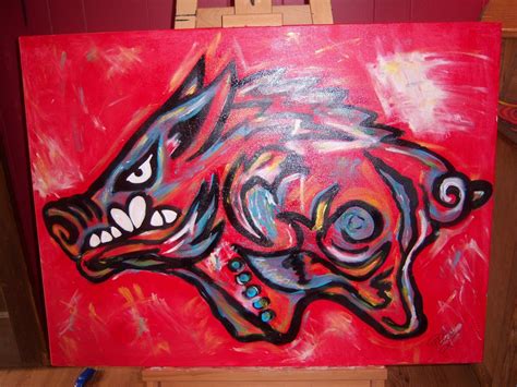 Arkansas Painting Razorback Painting Arkansas Razorbacks Crafts Pig