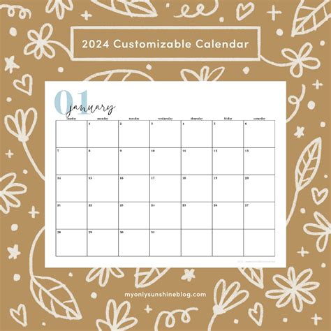 2024 Customizable 12-month Printable Calendar READ BELOW, 11 X 8.5 Inches, Horizontal Printable ...