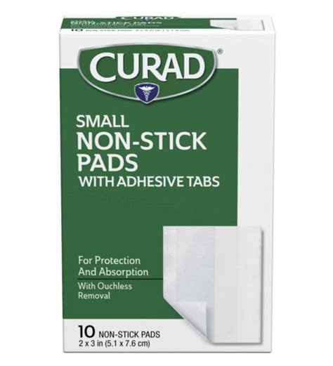 Small Non Stick Pads With Adhesive Tabs 2 X 3 10 Count Curad