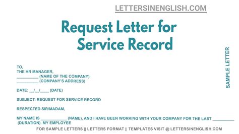 Request Letter For Service Record Letter Requesting For Service