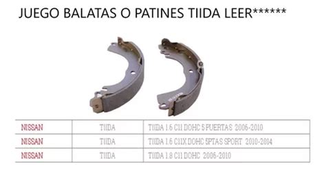 Balatas O Patines De Freno Nissan Tiida 203 Mm Leer Cuotas Sin