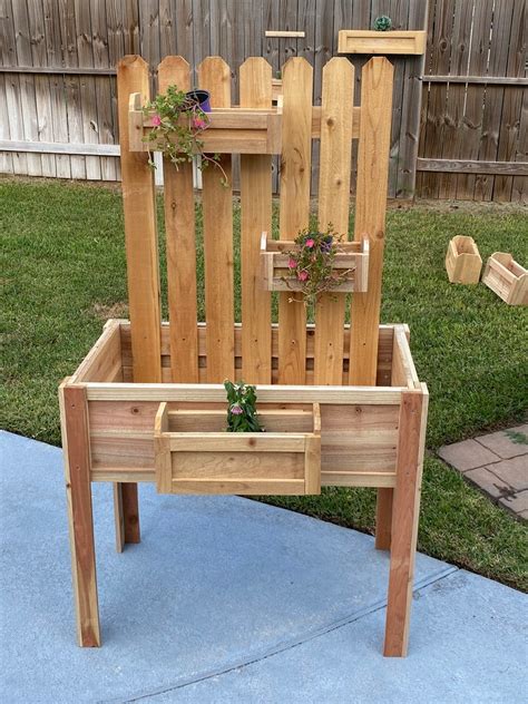 Picket Planter Wall Planter Cedar Box Garden Planter Herb Etsy