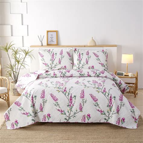 Green Essen King Size Floral Quilt Set 3 Pcs With 1 Quilt 2 Pillow